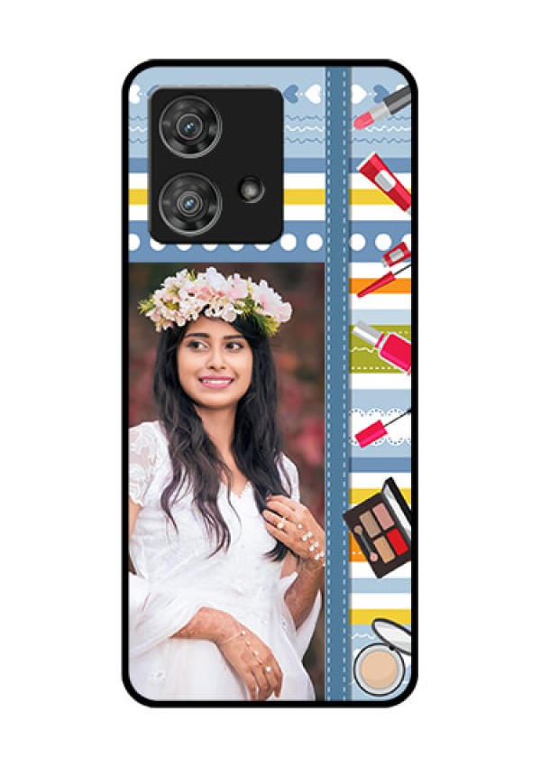 Motorola Edge 40 Neo Custom Glass Phone Case - Makeup Icons Design