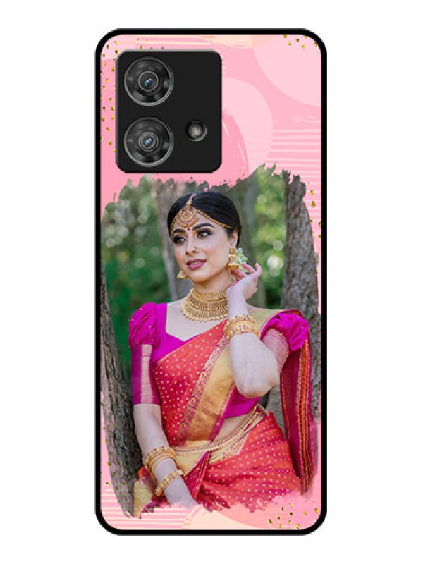 Custom Motorola Edge 40 Neo Custom Glass Phone Case - Gold Glitter Splash Design