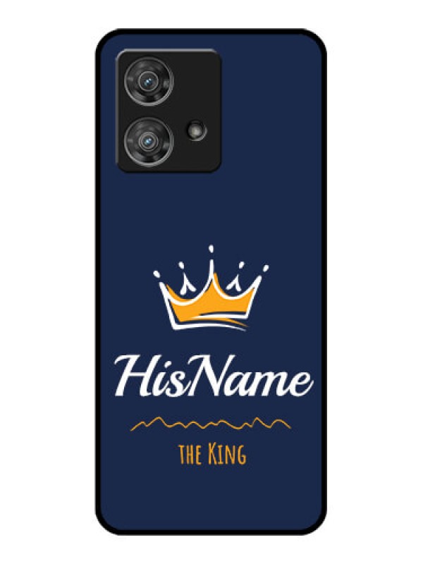 Custom Motorola Edge 40 Neo Custom Glass Phone Case - King With Name Design