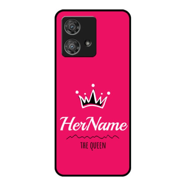 Motorola Edge 40 Neo Custom Glass Phone Case - Queen With Name Design Motorola Edge 40 Neo Custom Glass Phone Case - Queen With Name Design