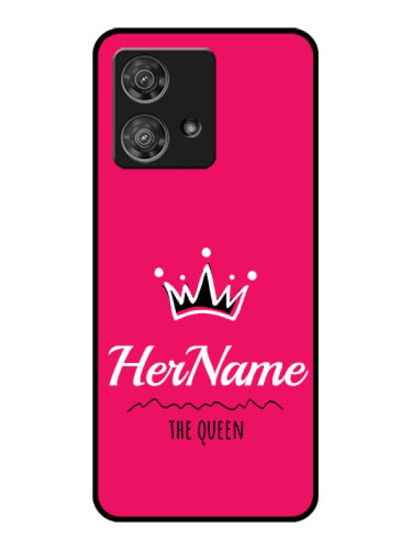 Custom Motorola Edge 40 Neo Custom Glass Phone Case - Queen With Name Design