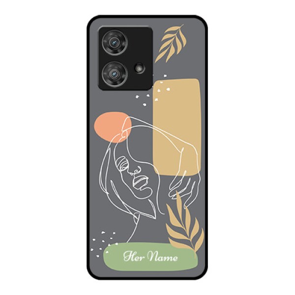 Motorola Edge 40 Neo Custom Glass Phone Case - Gazing Woman Line Art Design Motorola Edge 40 Neo Custom Glass Phone Case - Gazing Woman Line Art Design