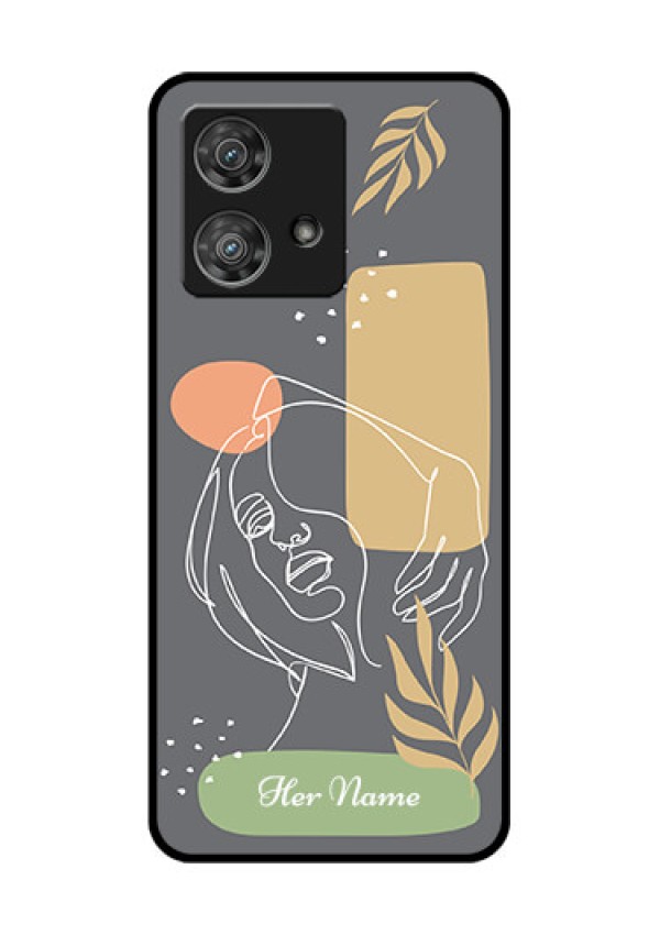 Motorola Edge 40 Neo Custom Glass Phone Case - Gazing Woman Line Art Design