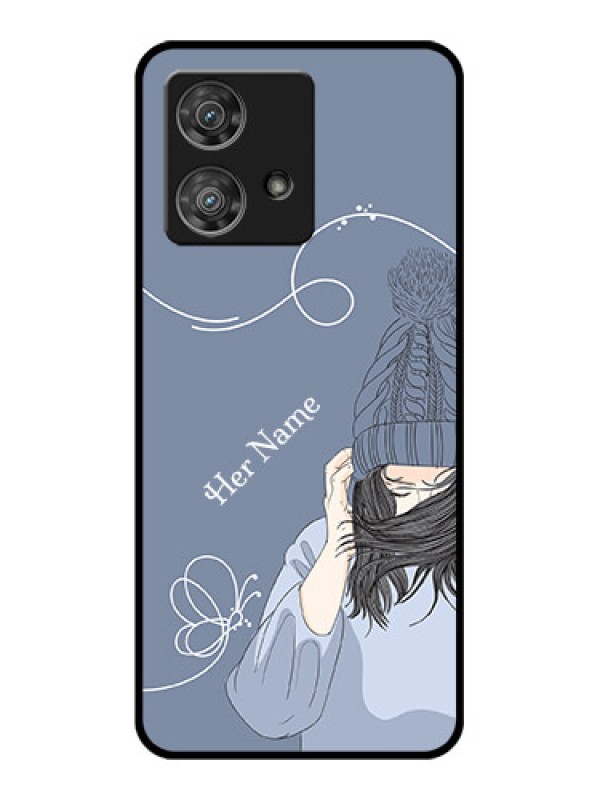 Custom Motorola Edge 40 Neo Custom Glass Phone Case - Girl In Winter Outfit Design
