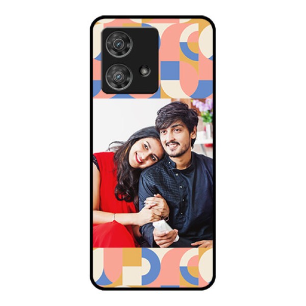 Motorola Edge 40 Neo Custom Glass Phone Case - Semi - Circle Maze Pattern Design
