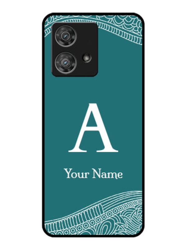 Custom Motorola Edge 40 Neo Custom Glass Phone Case - Line Art Pattern With Custom Name Design