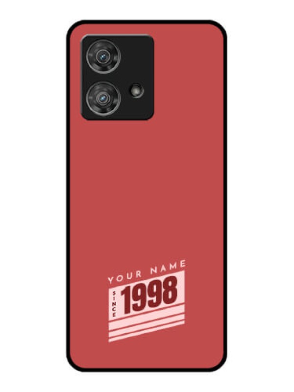 Custom Motorola Edge 40 Neo Custom Glass Phone Case - Red Custom Year Of Birth Design