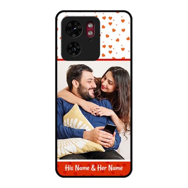 Motorola Edge 40 Custom Glass Phone Case - Orange Love Symbol Design Motorola Edge 40 Custom Glass Phone Case - Orange Love Symbol Design