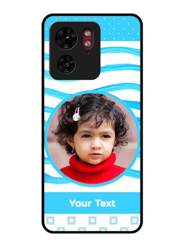 Custom Motorola Edge 40 Custom Glass Phone Case - Simple Blue Case Design