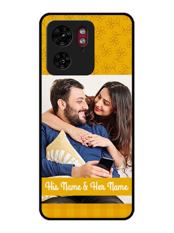 Custom Motorola Edge 40 Custom Glass Phone Case - Yellow Floral Design