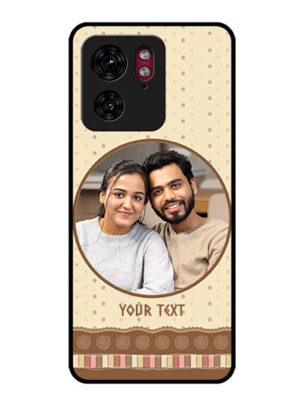 Custom Motorola Edge 40 Custom Glass Phone Case - Brown Dotted Mobile Case Design