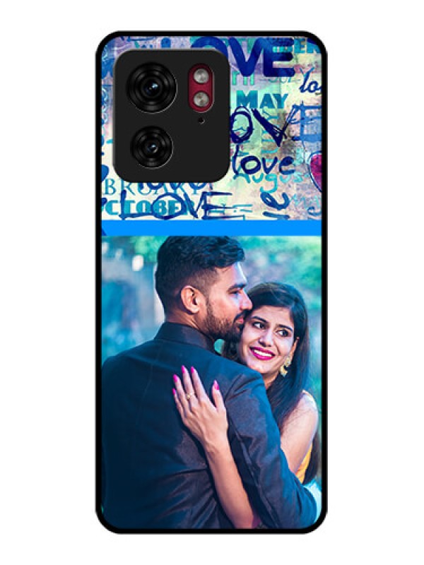 Custom Motorola Edge 40 Custom Glass Phone Case - Colorful Love Design