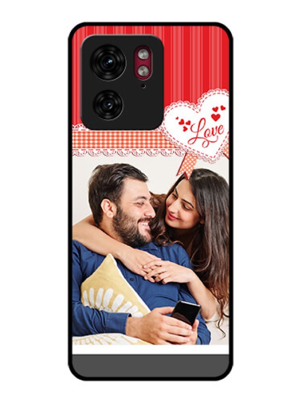 Custom Motorola Edge 40 Custom Glass Phone Case - Red Love Pattern Design