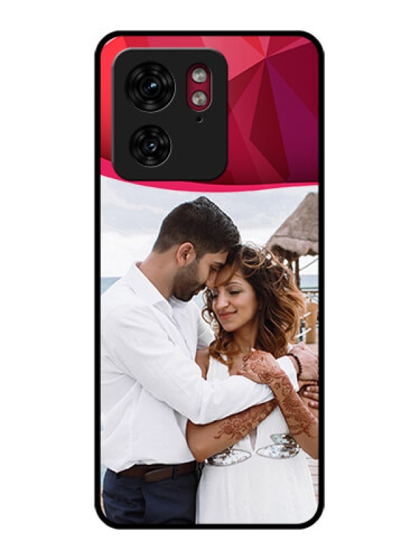 Custom Motorola Edge 40 Custom Glass Phone Case - Red Abstract Design