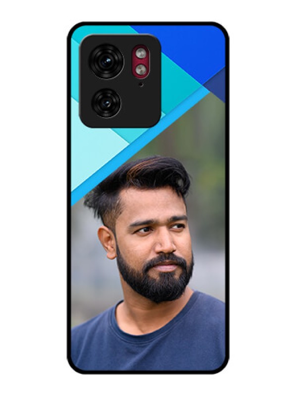 Custom Motorola Edge 40 Custom Glass Phone Case - Blue Pattern Design