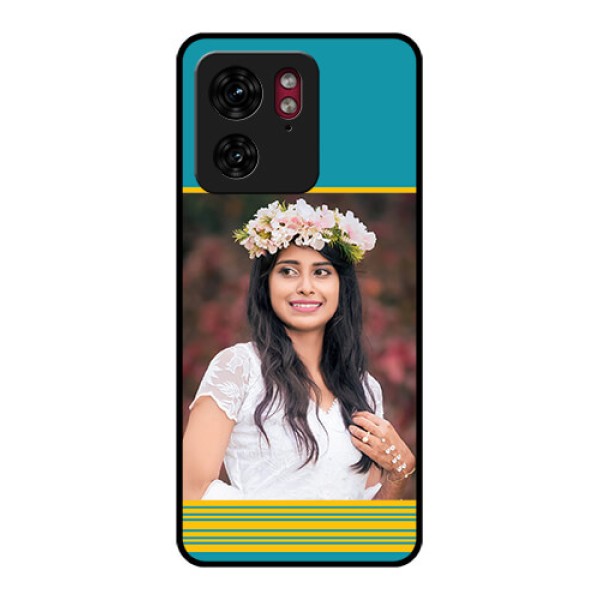 Motorola Edge 40 Custom Glass Phone Case - Yellow & Blue Design