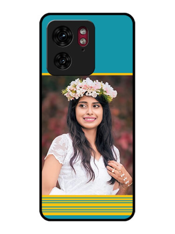 Custom Motorola Edge 40 Custom Glass Phone Case - Yellow & Blue Design