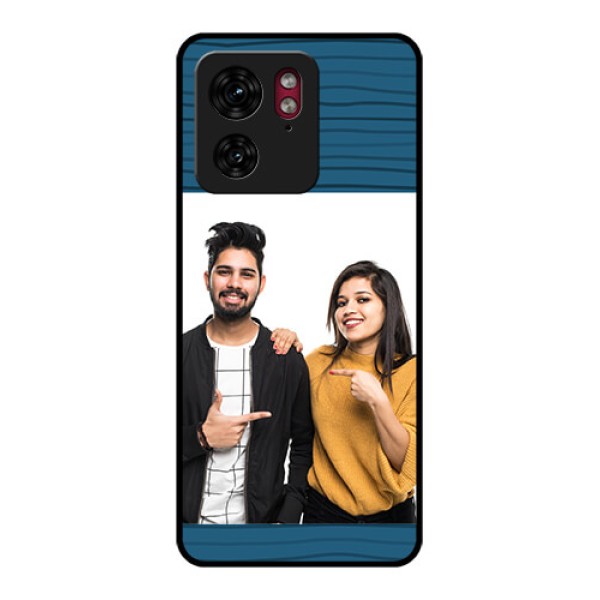 Motorola Edge 40 Custom Glass Phone Case - Blue Pattern Cover Design Motorola Edge 40 Custom Glass Phone Case - Blue Pattern Cover Design