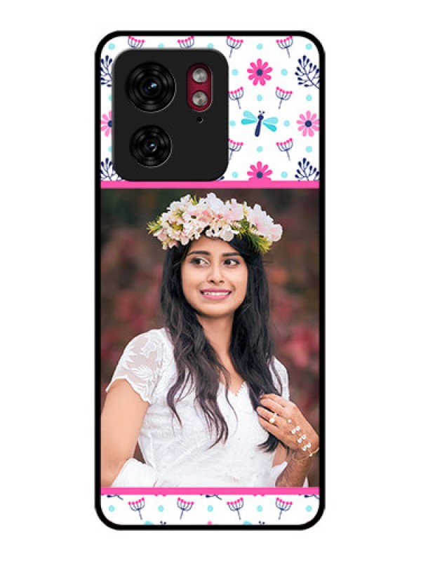 Custom Motorola Edge 40 Custom Glass Phone Case - Colorful Flower Design