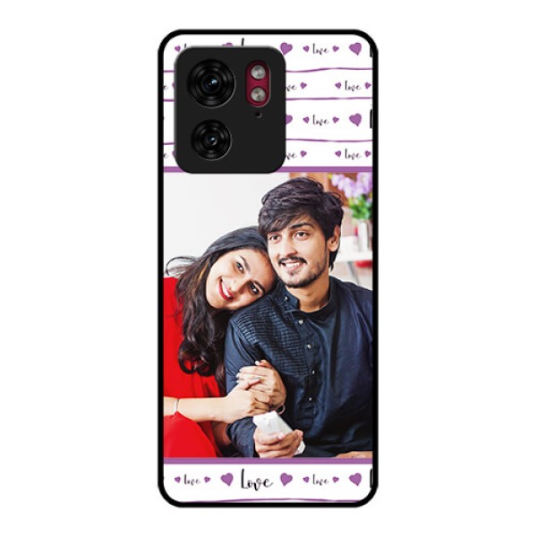 Motorola Edge 40 Custom Glass Phone Case - Couples Heart Design