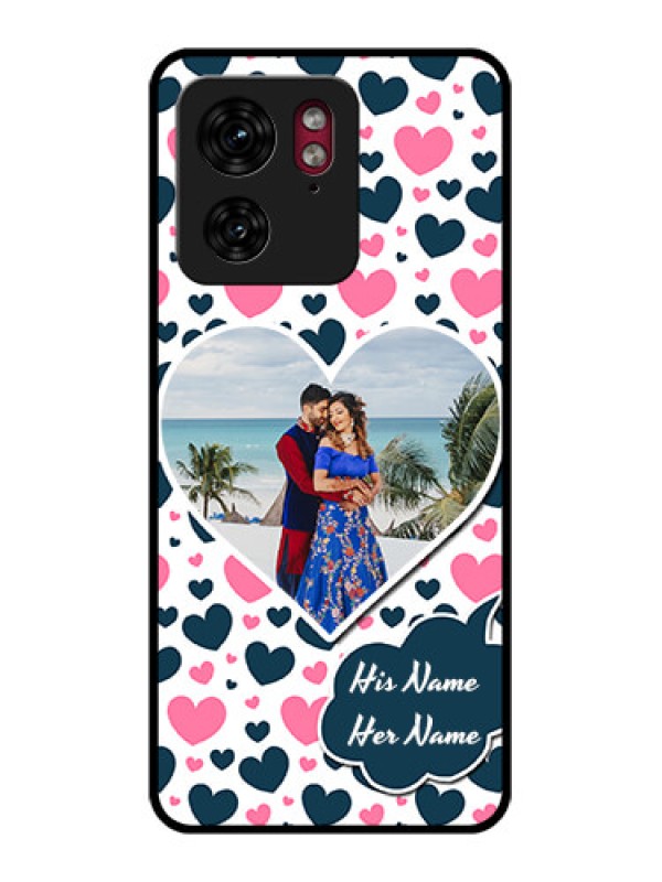 Custom Motorola Edge 40 Custom Glass Phone Case - Pink & Blue Heart Design