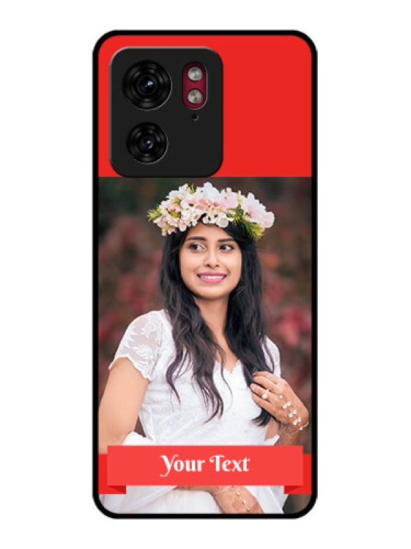 Custom Motorola Edge 40 Custom Glass Phone Case - Simple Red Color Design