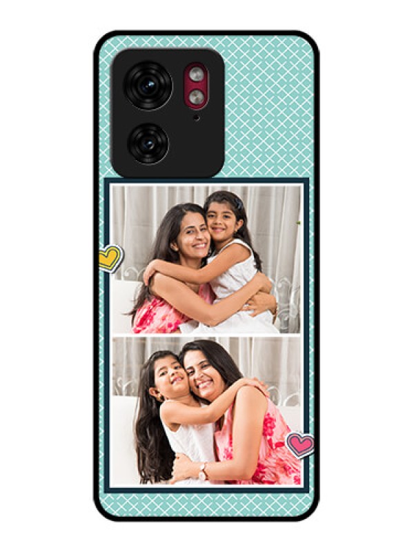 Custom Motorola Edge 40 Custom Glass Phone Case - 2 Image Holder With Pattern Design