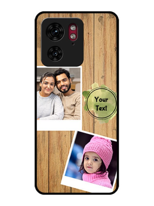 Custom Motorola Edge 40 Custom Glass Phone Case - Wooden Texture Design