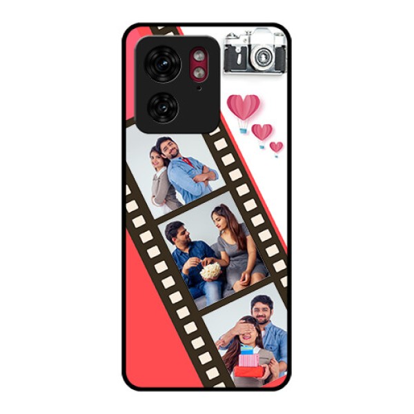 Motorola Edge 40 Custom Glass Phone Case - 3 Image Holder With Film Reel Motorola Edge 40 Custom Glass Phone Case - 3 Image Holder With Film Reel