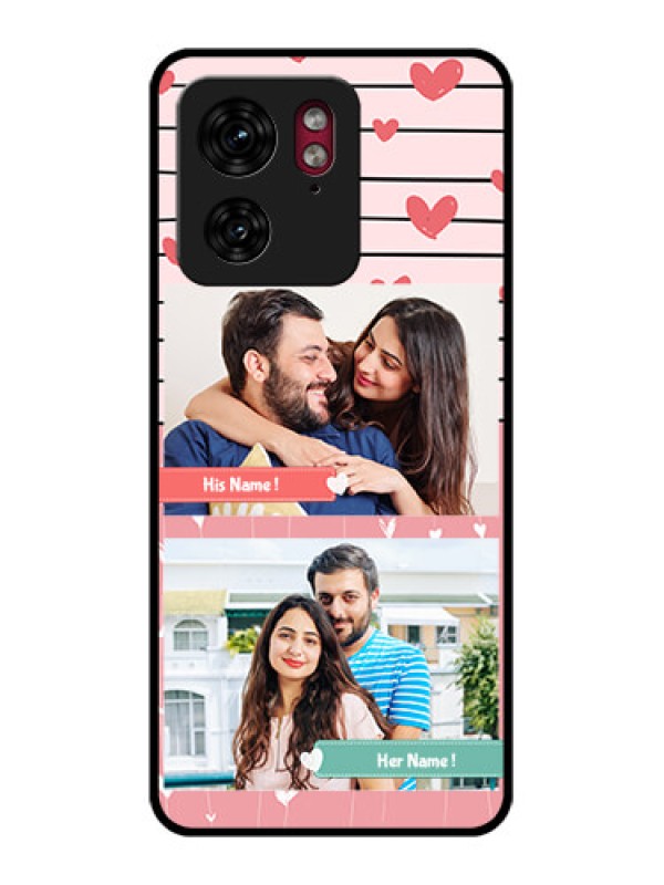 Custom Motorola Edge 40 Custom Glass Phone Case - Photo With Heart Design