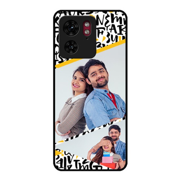 Motorola Edge 40 Custom Glass Phone Case - Letters Pattern Design