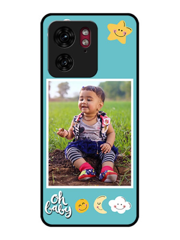 Custom Motorola Edge 40 Custom Glass Phone Case - Smiley Kids Stars Design