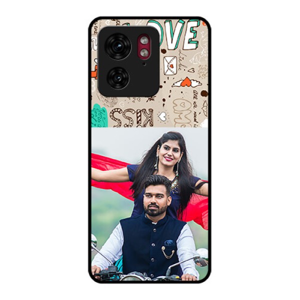 Motorola Edge 40 Custom Glass Phone Case - Love Doodle Pattern