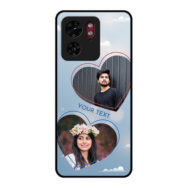 Motorola Edge 40 Custom Glass Phone Case - Blue Color Couple Design