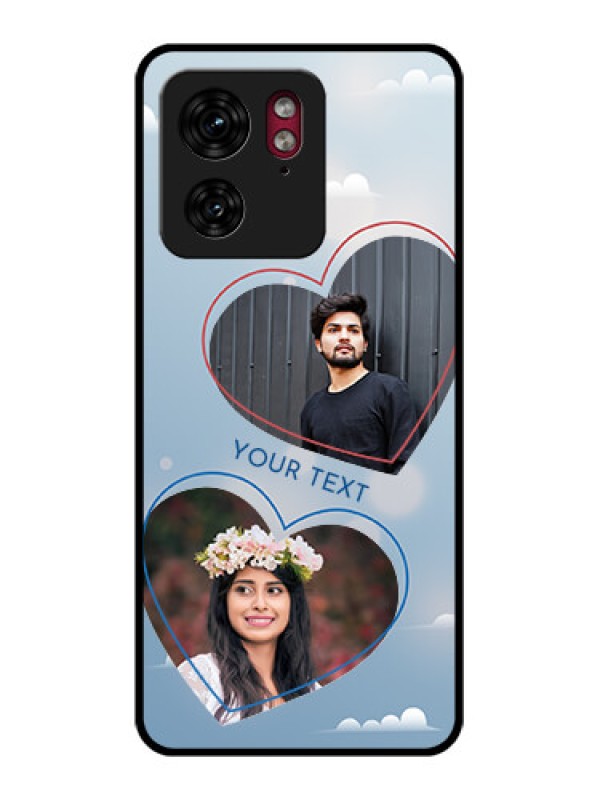 Custom Motorola Edge 40 Custom Glass Phone Case - Blue Color Couple Design