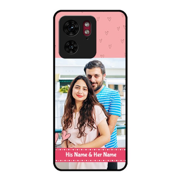 Motorola Edge 40 Custom Glass Phone Case - Love Design Peach Color