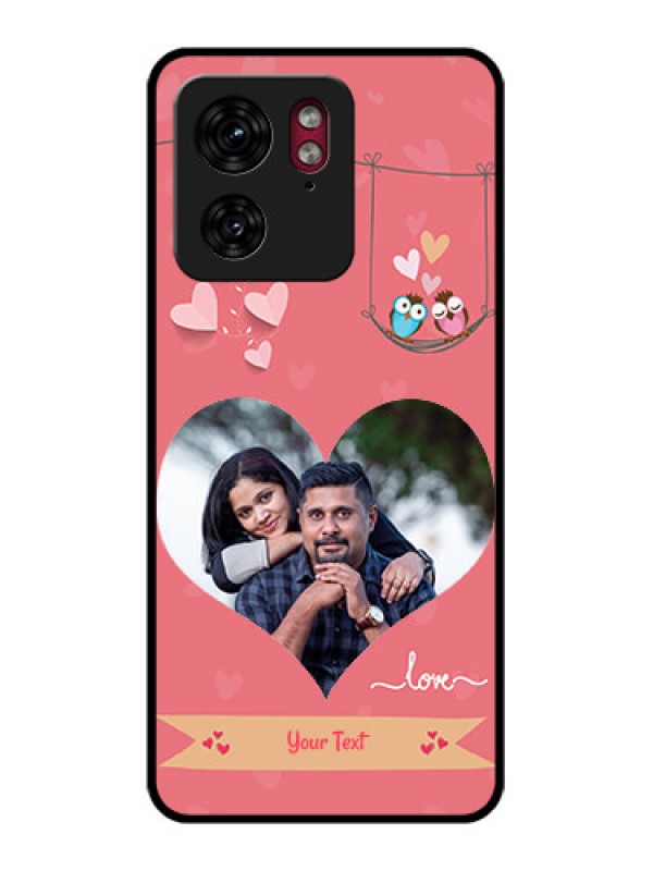 Custom Motorola Edge 40 Custom Glass Phone Case - Peach Color Love Design