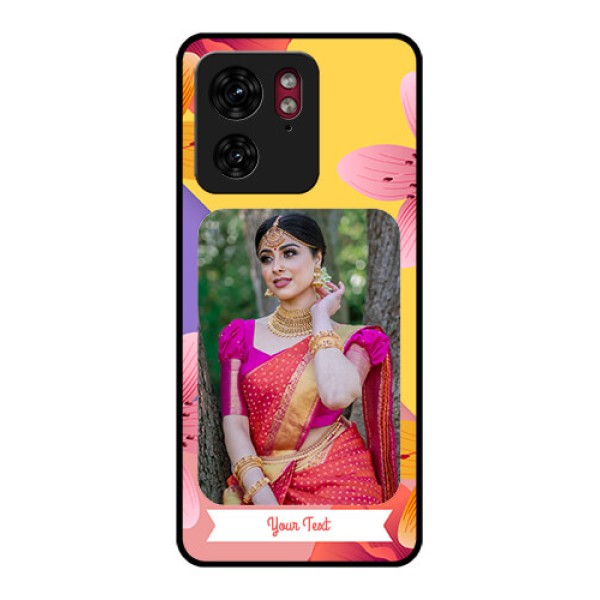 Motorola Edge 40 Custom Glass Phone Case - 3 Image With Vintage Floral Design Motorola Edge 40 Custom Glass Phone Case - 3 Image With Vintage Floral Design