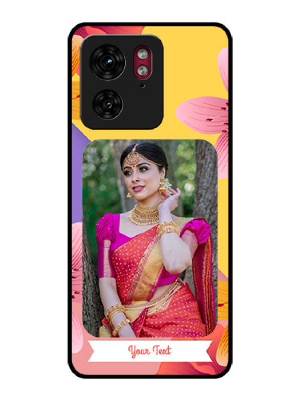 Custom Motorola Edge 40 Custom Glass Phone Case - 3 Image With Vintage Floral Design