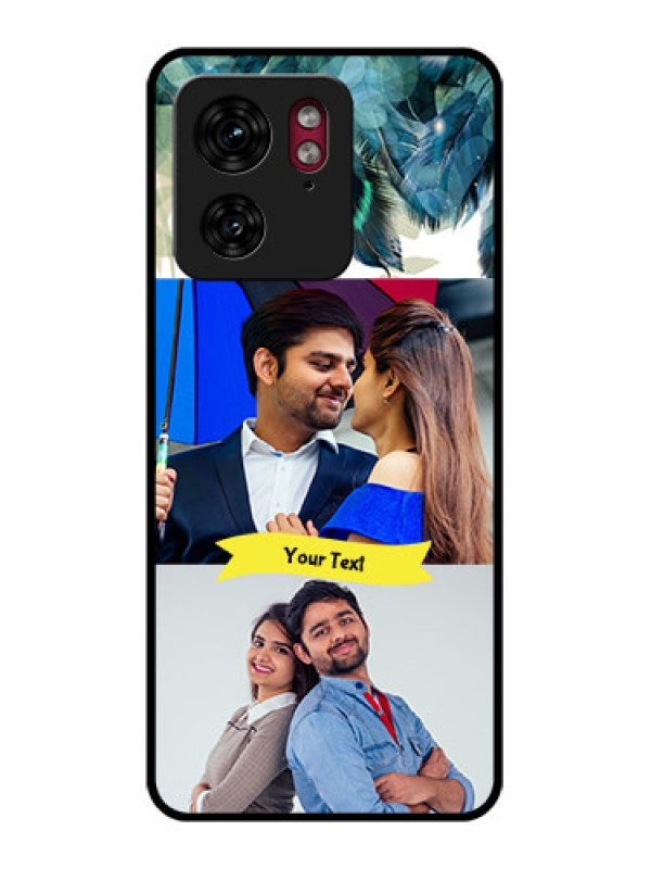 Custom Motorola Edge 40 Custom Glass Phone Case - Image With Boho Peacock Feather Design