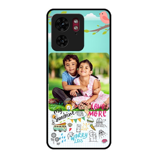 Motorola Edge 40 Custom Glass Phone Case - Doodle Love Design