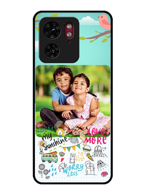 Custom Motorola Edge 40 Custom Glass Phone Case - Doodle Love Design