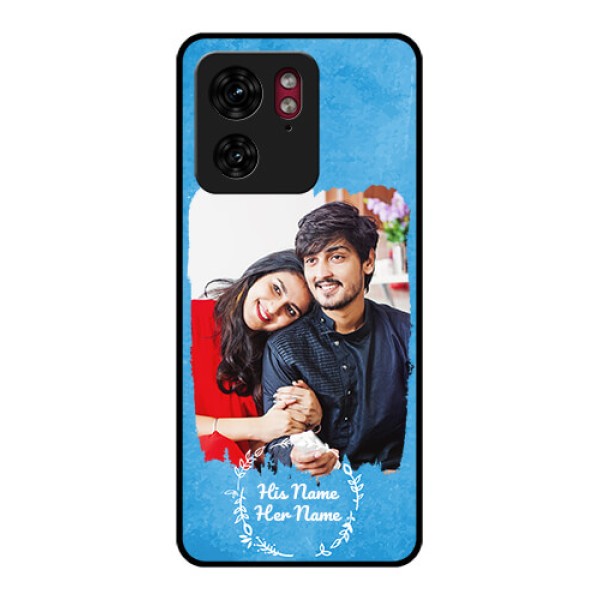 Motorola Edge 40 Custom Glass Phone Case - Blue Color Vintage Design Motorola Edge 40 Custom Glass Phone Case - Blue Color Vintage Design