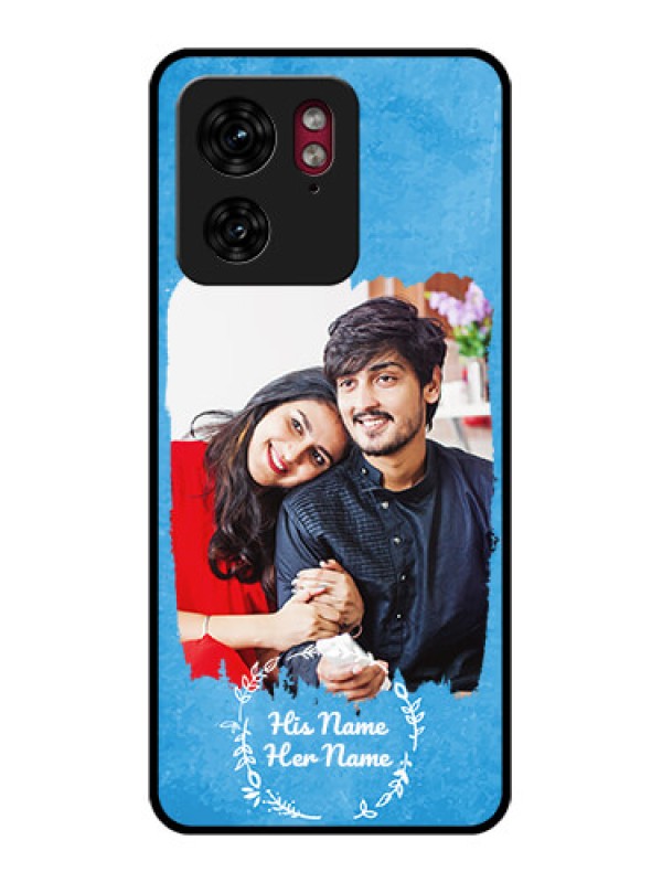 Custom Motorola Edge 40 Custom Glass Phone Case - Blue Color Vintage Design