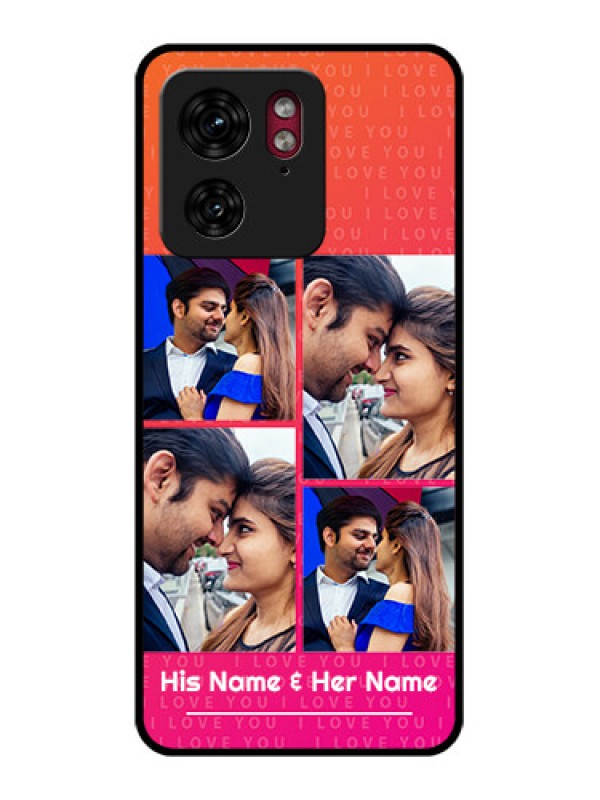 Custom Motorola Edge 40 Custom Glass Phone Case - I Love You Pink Design