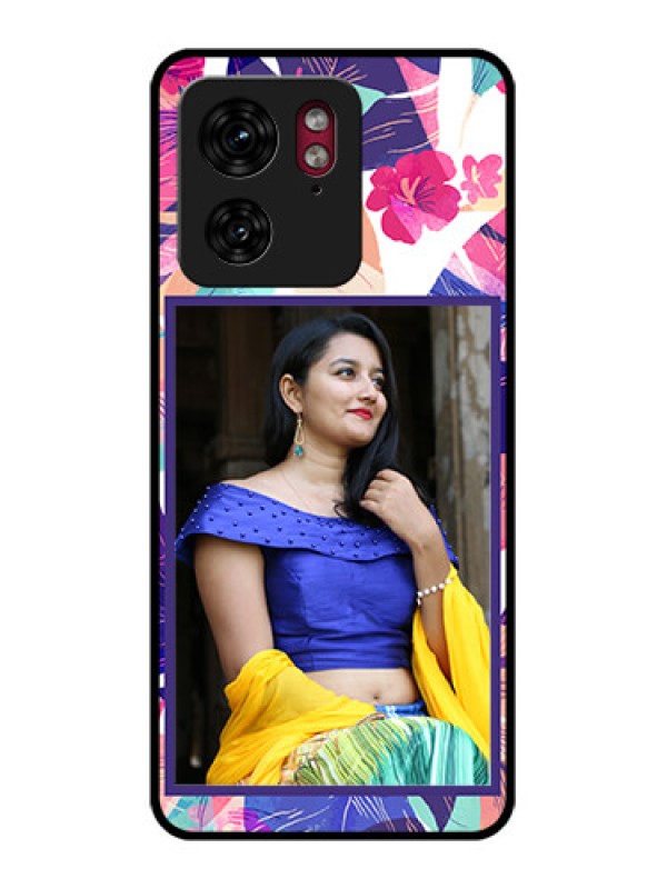 Custom Motorola Edge 40 Custom Glass Phone Case - Abstract Floral Design