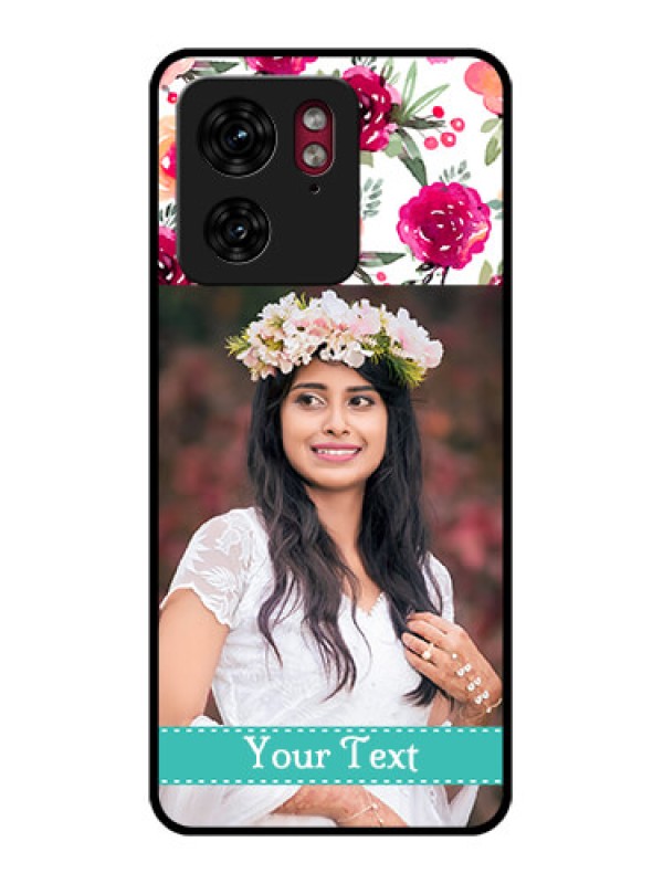 Custom Motorola Edge 40 Custom Glass Phone Case - Water Colors Floral Design