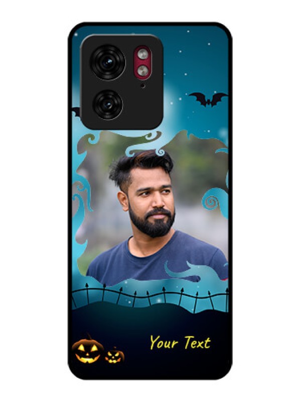 Custom Motorola Edge 40 Custom Glass Phone Case - Halloween Frame Design