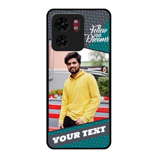 Motorola Edge 40 Custom Glass Phone Case - Background Pattern Design With Quote