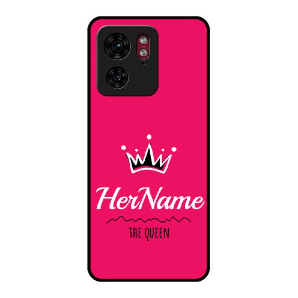 Motorola Edge 40 Custom Glass Phone Case - Queen With Name Design Motorola Edge 40 Custom Glass Phone Case - Queen With Name Design